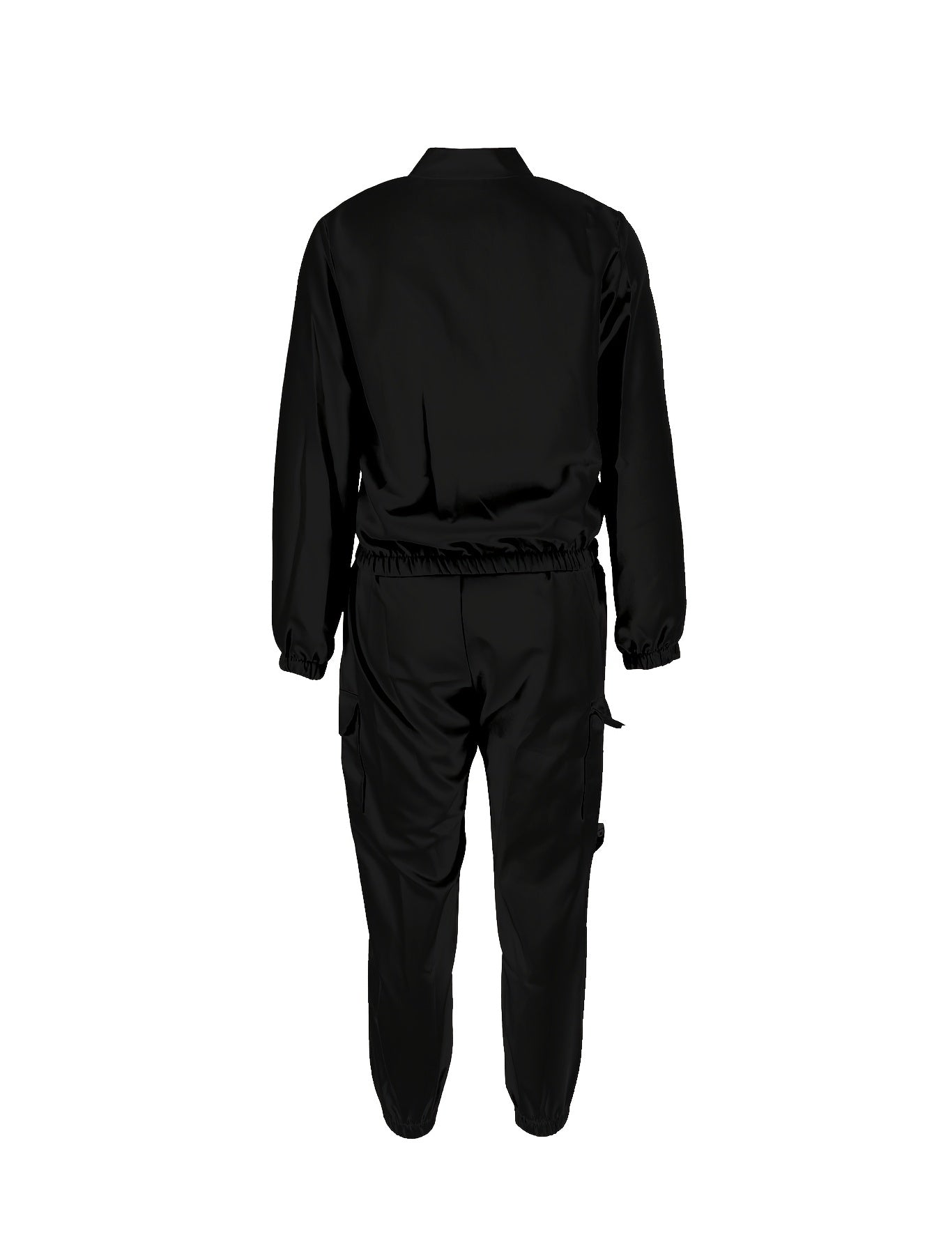 Conjunto de dos piezas con cremallera y diseño direccional – Ropa urbana informal para mujer