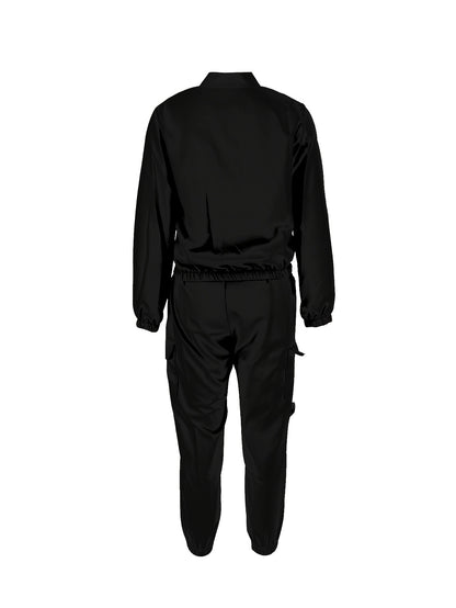 Conjunto de dos piezas con cremallera y diseño direccional – Ropa urbana informal para mujer