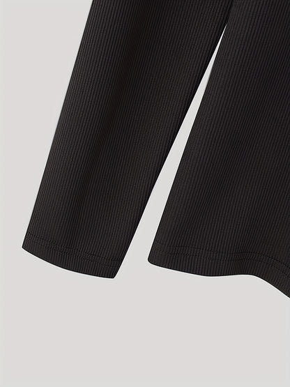 Camiseta de cuello alto ajustada para hombre - Camisa de punto con detalle de botones