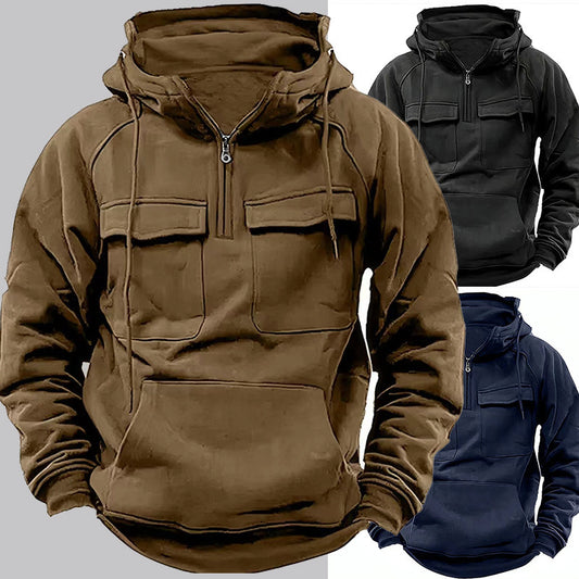 Loom & Soul™ Men’s Zip-Up Hoodie – Thick Fleece Sweatshirt with Drawstring Hood & Pockets