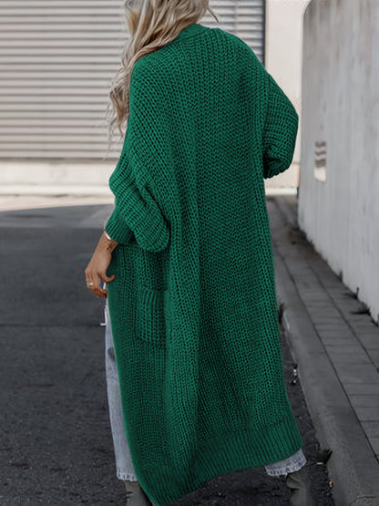 Elegante cárdigan acanalado con cuello en V profundo – Suéter de punto de otoño/invierno para mujer