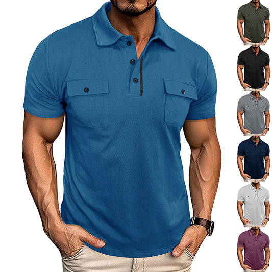 Loom & Soul™ Men’s Summer Polo Shirt – Short Sleeve Lapel Top with Chest Pocket