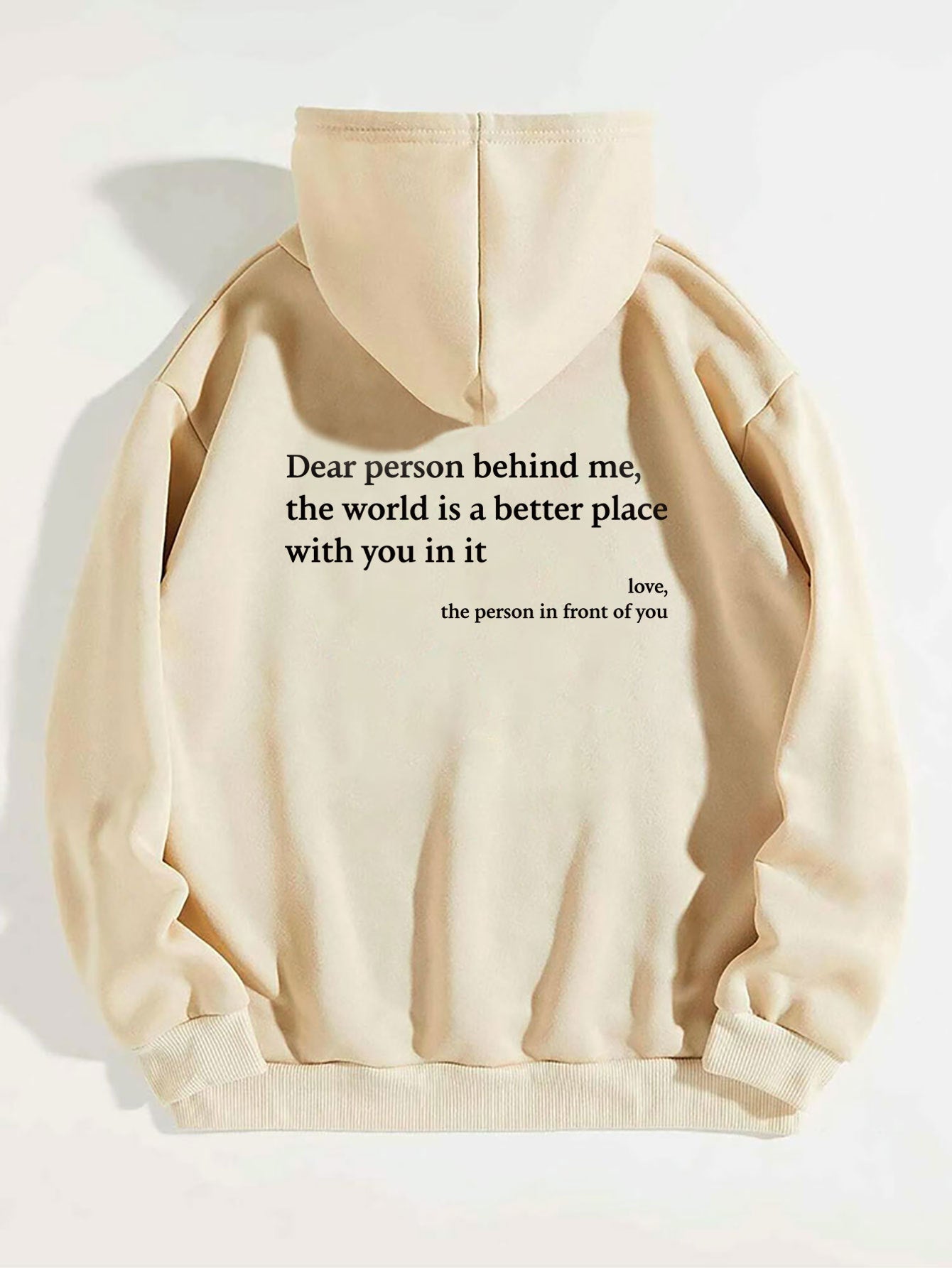Sudadera con capucha Loom & Soul «Dear Person Behind Me» – Suéter afelpado estampado para mujer con bolsillo canguro y cordón ajustable en la capucha (unisex, varios colores)
