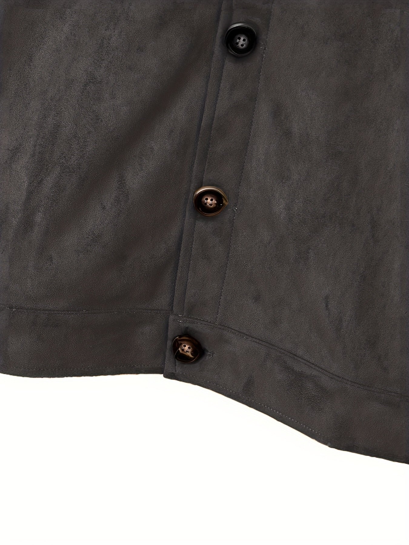 Chaqueta de ante sintético para hombre – Abrigo informal con cuello alto y botones