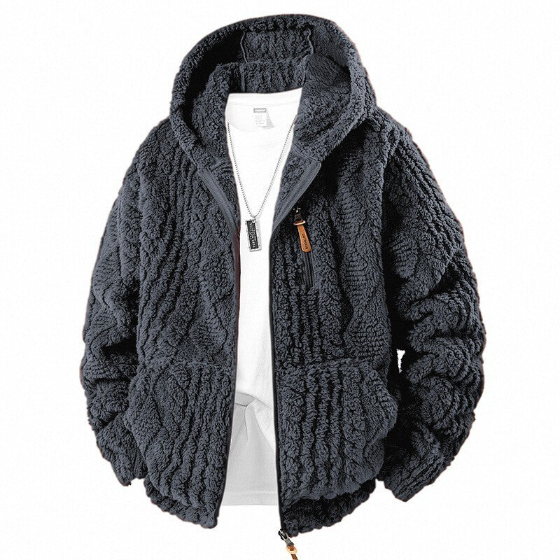 Chaqueta de Vellón con Capucha y Cremallera para Hombre – Ajuste Casual de Pana