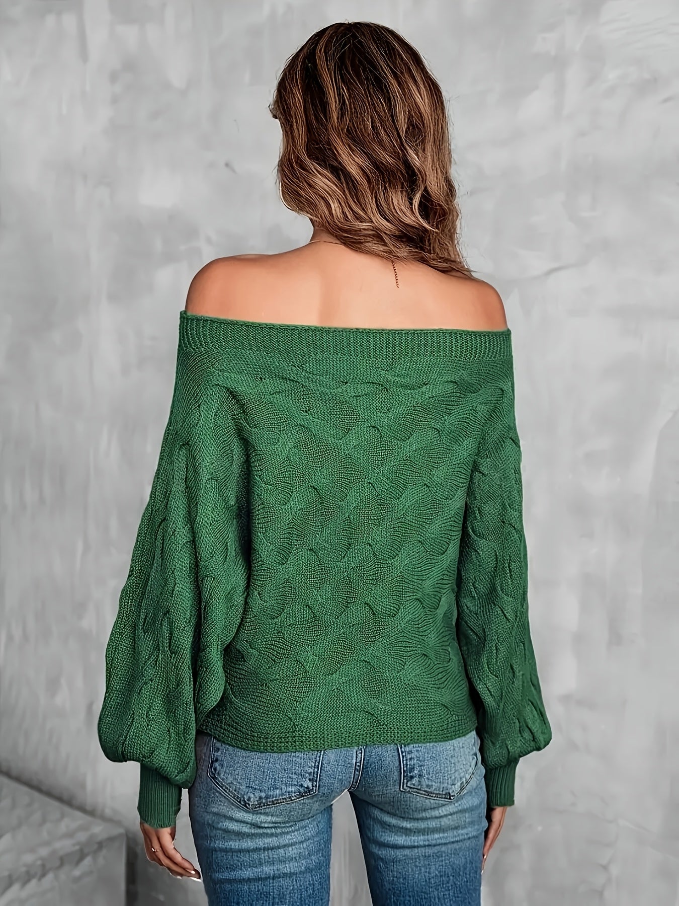 Suéter murciélago para mujer con hombros descubiertos – Tejido holgado para todas las estaciones