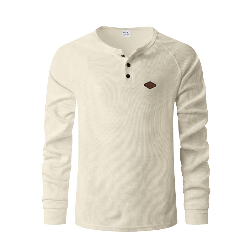 Men’s Waffle Henley Long Sleeve – Quick-Dry Raglan Loose Fit