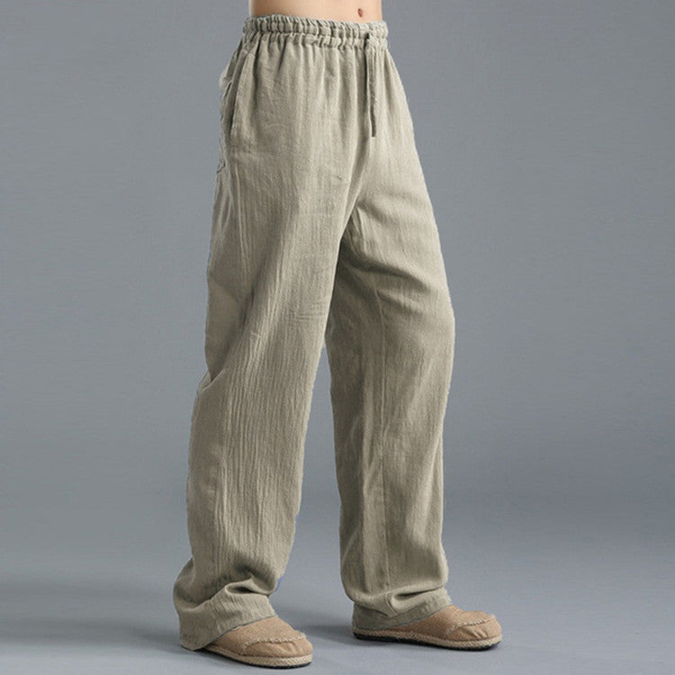 Pantalones de Lino Transpirables para Hombre – Pantalones Deportivos Casuales de Corte Holgado