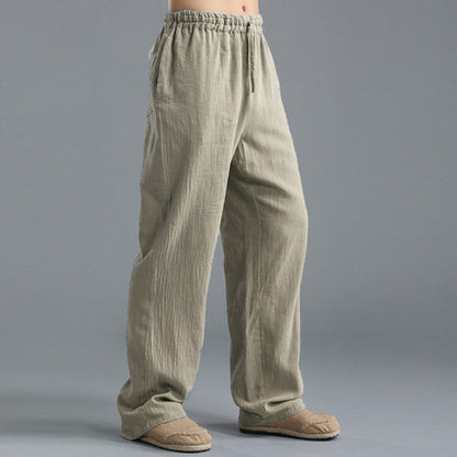 Pantalones de Lino Transpirables para Hombre – Pantalones Deportivos Casuales de Corte Holgado