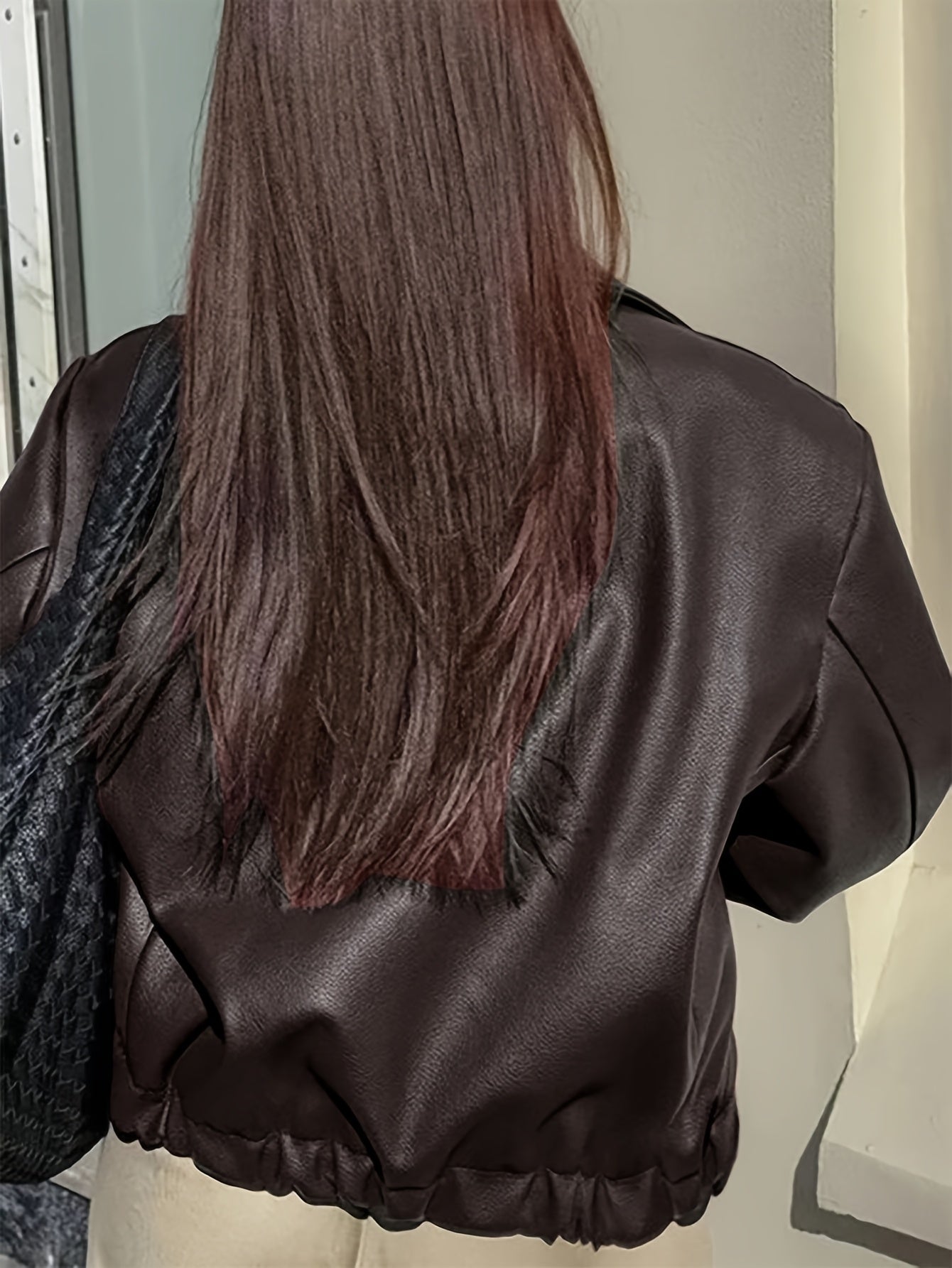 Chaqueta de moto retro para mujer – Abrigo informal clásico de solapa para todas las estaciones