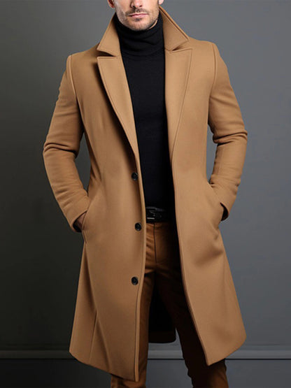 Abrigo clásico de solapa para hombre – Chaqueta de invierno de una sola botonadura