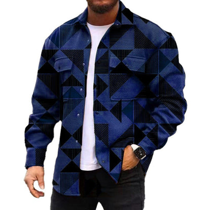 Chaqueta estampada digital 3D para hombre Loom & Soul™ – Camisa informal a cuadros de otoño con un toque de estilo urbano
