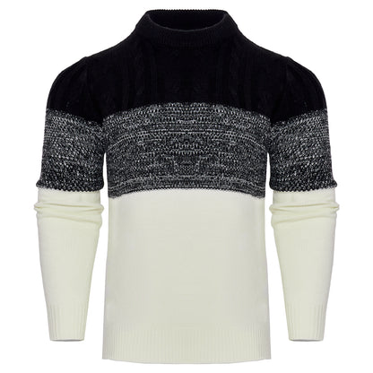 Men’s Color Block Cable Knit Sweater – Long Sleeve Pullover