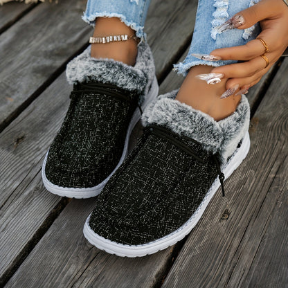 Mocassins à enfiler pour femmes – Chaussures d'hiver décontractées chaudes et antidérapantes avec semelle en EVA