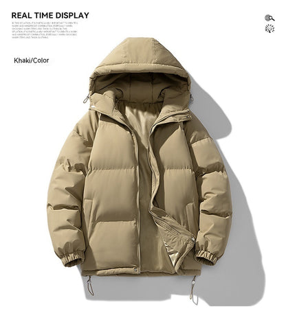 Abrigo con capucha de invierno Loom & Soul™ para hombre – Chaqueta acolchada de algodón grueso con cremallera para calidez y estilo diario