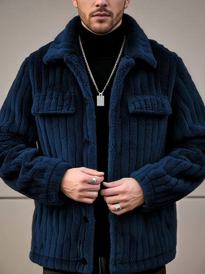 Chaqueta de Franela con Botones para Hombre – Abrigo Casual de Solapa para Invierno