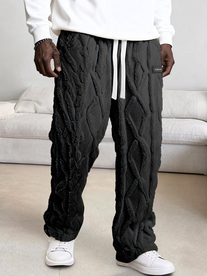 Pantalones de casa de forro polar para hombre – Comodidad cálida de invierno con cordón