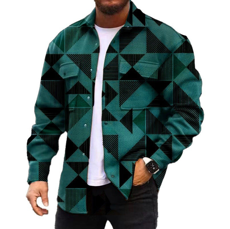 Chaqueta estampada digital 3D para hombre Loom & Soul™ – Camisa informal a cuadros de otoño con un toque de estilo urbano