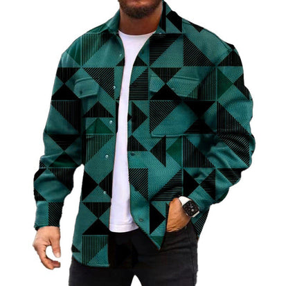 Chaqueta estampada digital 3D para hombre Loom & Soul™ – Camisa informal a cuadros de otoño con un toque de estilo urbano