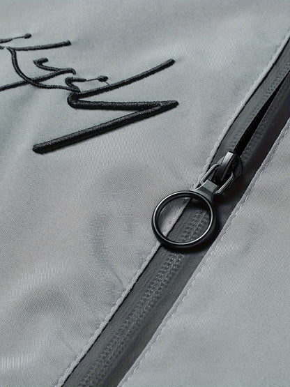 Men’s Letter Embroidered Bomber Jacket – Sporty Casual Streetwear