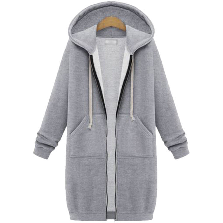Chaqueta polar con capucha para mujer Loom & Soul – Abrigo largo con cremallera y forro suave, ropa de abrigo casual y cálida