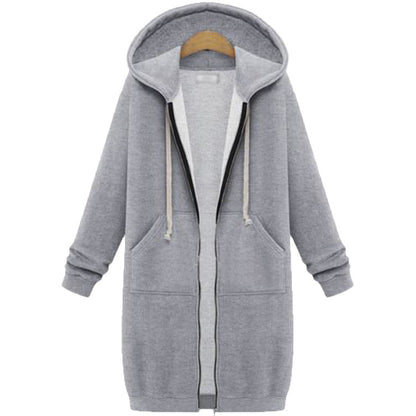 Chaqueta polar con capucha para mujer Loom & Soul – Abrigo largo con cremallera y forro suave, ropa de abrigo casual y cálida