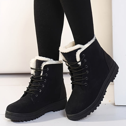 Women’s Warm Ankle Boots – Lightweight Lace-Up Platform Winter Footwear