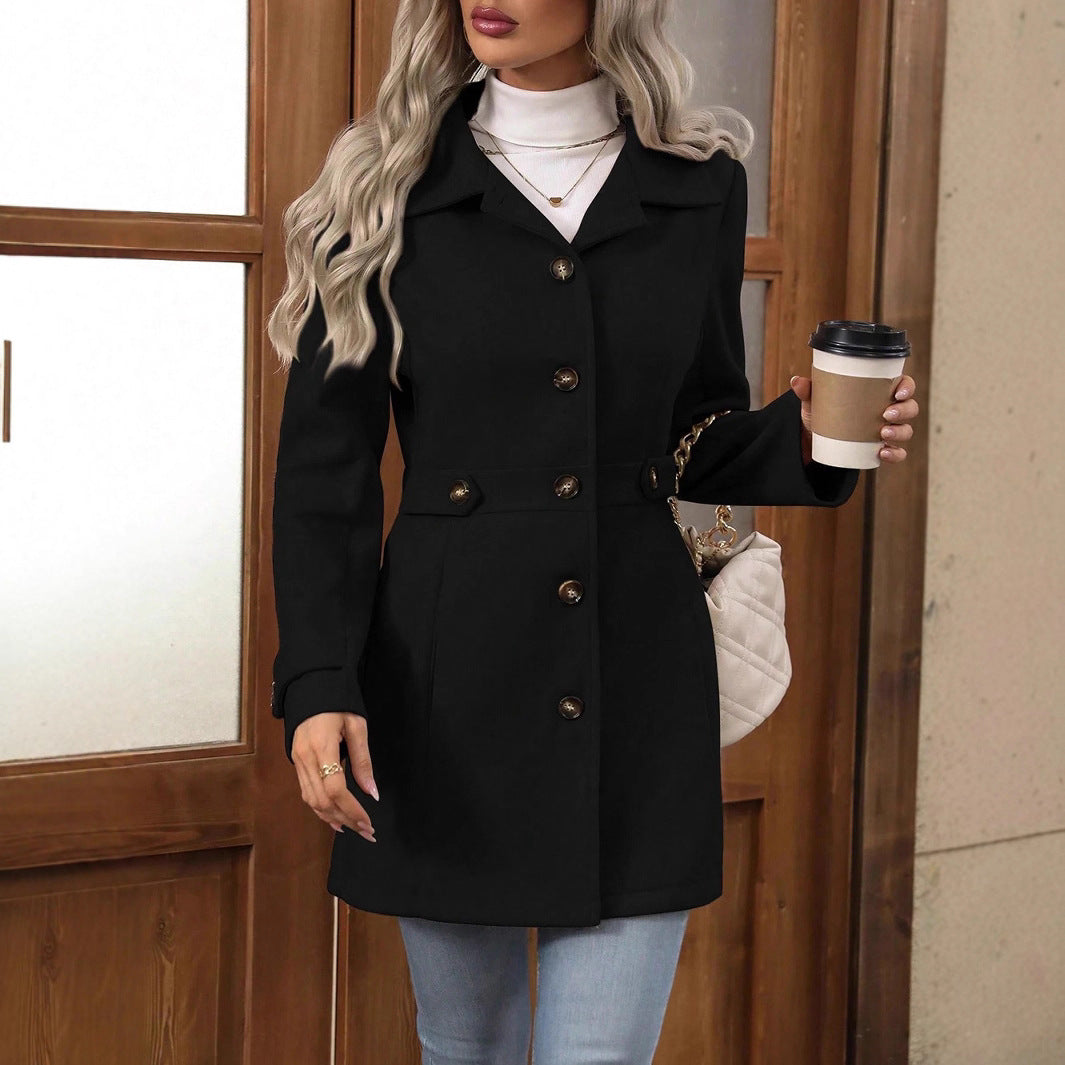 Loom & Soul™ Elegante Abrigo de Lana – Chaqueta de Solapa Cruzada de Largo Medio para Mujer, para un Estilo Invernal sin Esfuerzo
