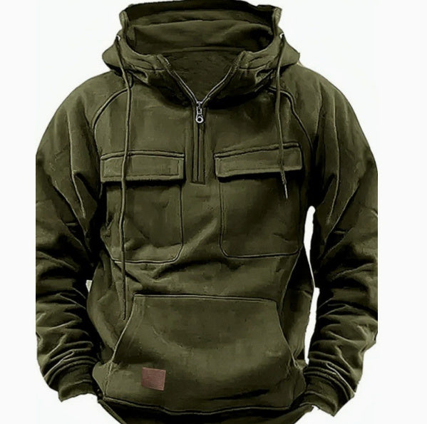 Sudadera con capucha y cremallera para hombre Loom & Soul™ - Sudadera gruesa de forro polar con capucha con cordón y bolsillos