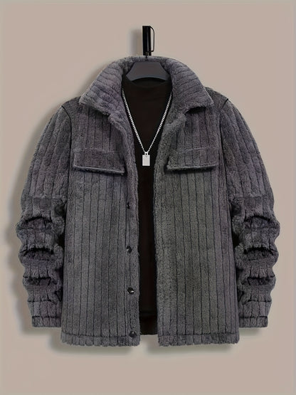 Chaqueta de Franela con Botones para Hombre – Abrigo Casual de Solapa para Invierno