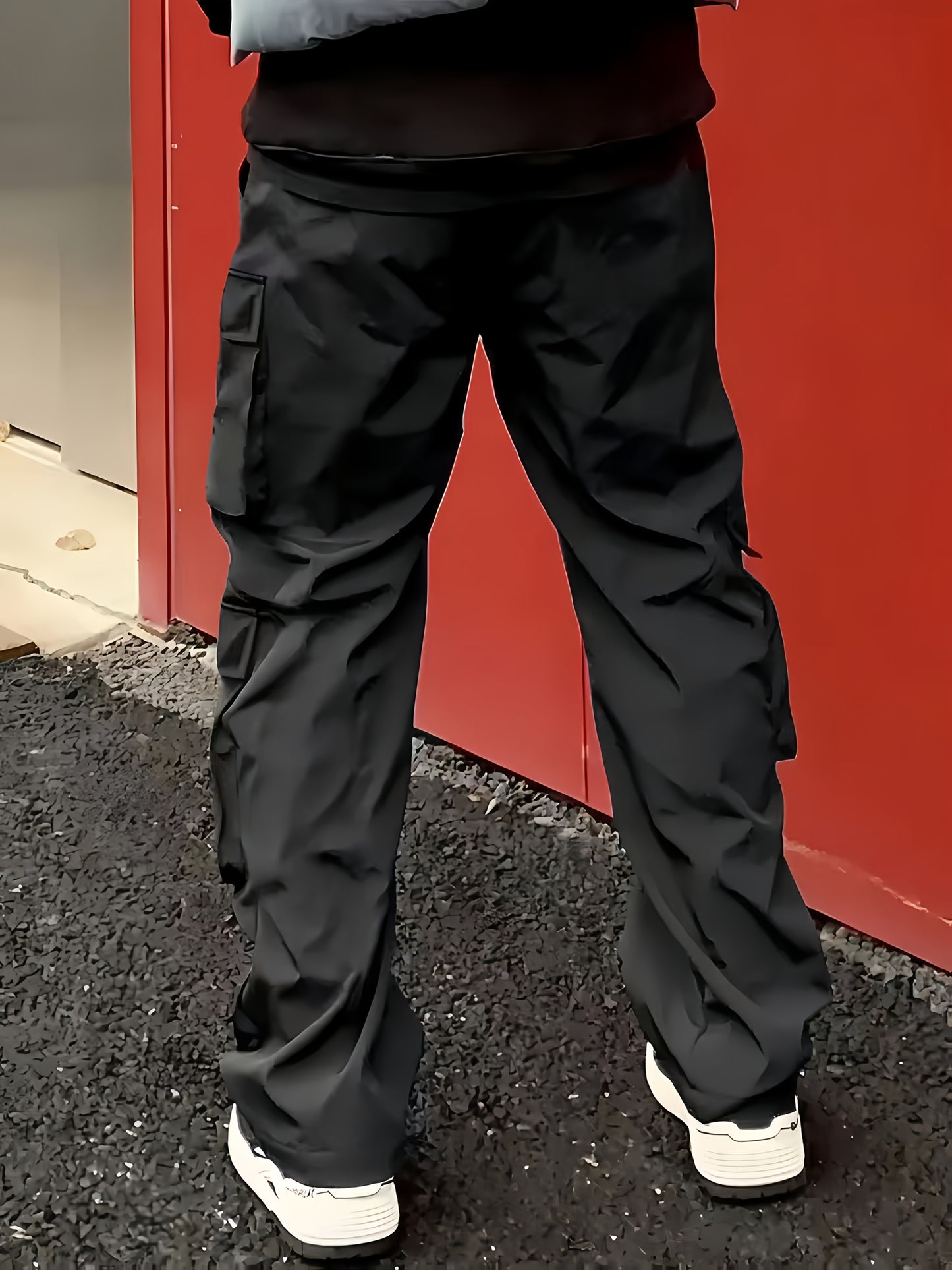 Pantalones cargo negros para hombre – Joggers sueltos multiziper para exteriores, para primavera/otoño