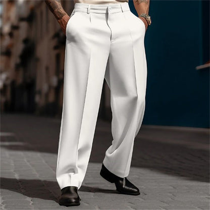 Men’s Straight Fit Suit Pants – Breathable Casual Formal Trousers