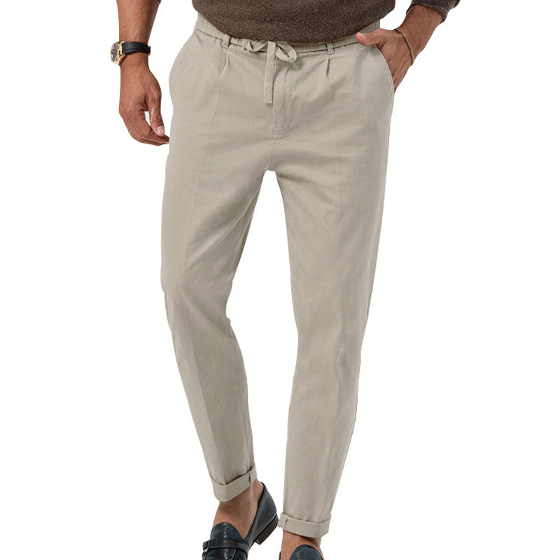 Loom & Soul™ Men’s Drawstring Business Pants – Straight-Leg Casual Trousers with Elastic Waist & Tailored Comfort