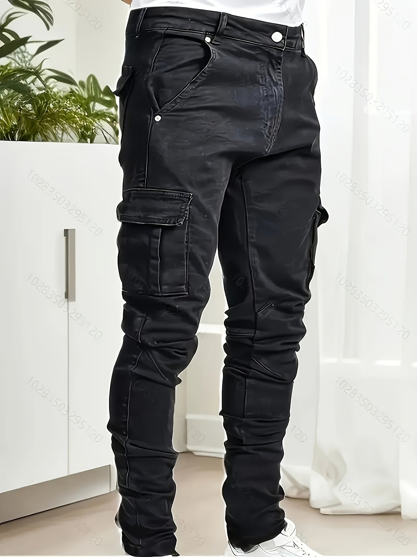 Men's Black Slim-Fit Stretch Jeans – Workwear-Inspired All-Season Denim