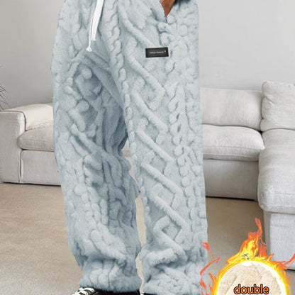 Pantalones de casa de forro polar para hombre – Comodidad cálida de invierno con cordón