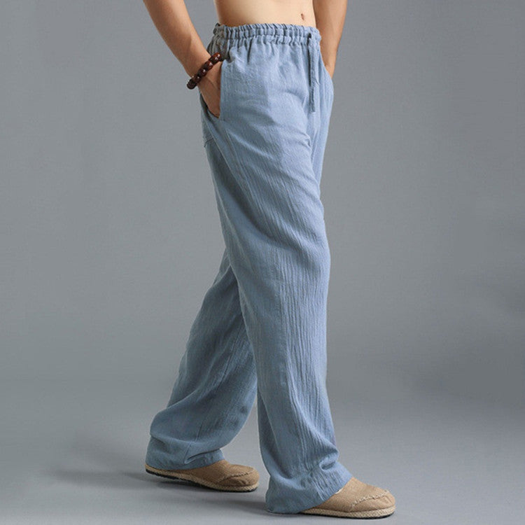 Pantalones de Lino Transpirables para Hombre – Pantalones Deportivos Casuales de Corte Holgado