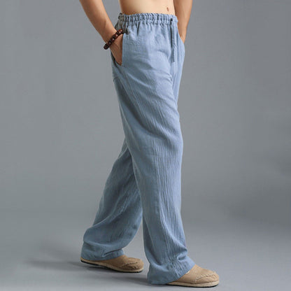 Pantalones de Lino Transpirables para Hombre – Pantalones Deportivos Casuales de Corte Holgado