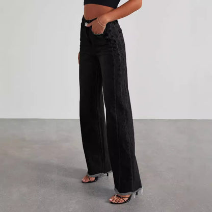 Loom & Soul™ Jeans Rectos de Cintura Alta – Pantalones Vaqueros de Mujer de Pierna Ancha de Corte Ajustado