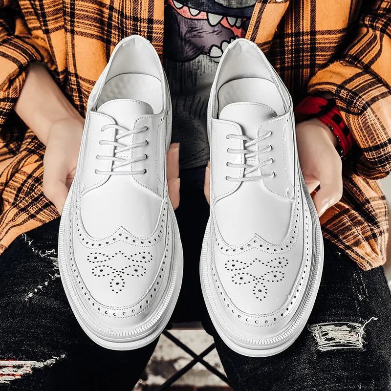 Zapatos de vestir casuales para hombre Loom & Soul™ - Zapatos de vestir británicos estilo coreano en cuero de microfibra de primera calidad