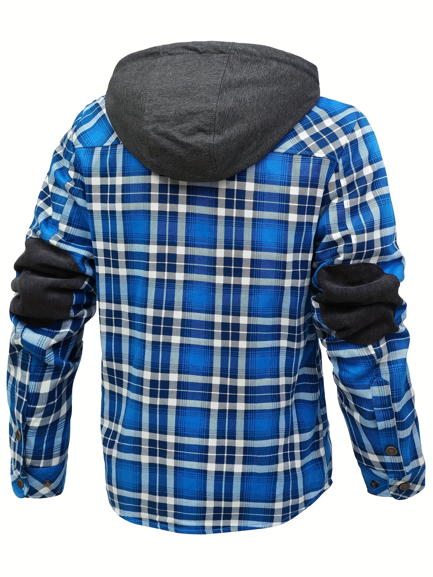 Veste à capuche en flanelle écossaise pour homme – Manteau en tartan à boutonnage asymétrique