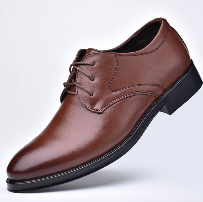Zapatos de hombre con punta Loom & Soul™ – Estilo clásico de cuero con cordones, forro transpirable y suela de goma