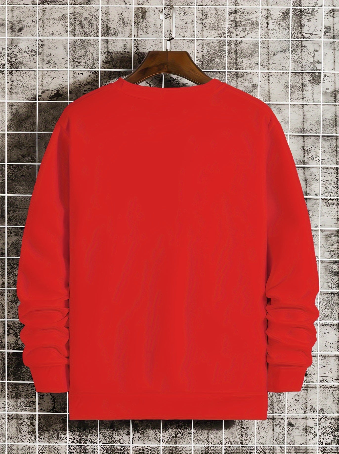 Men’s Printed Crewneck Sweatshirt – Trendy Casual Street Pullover