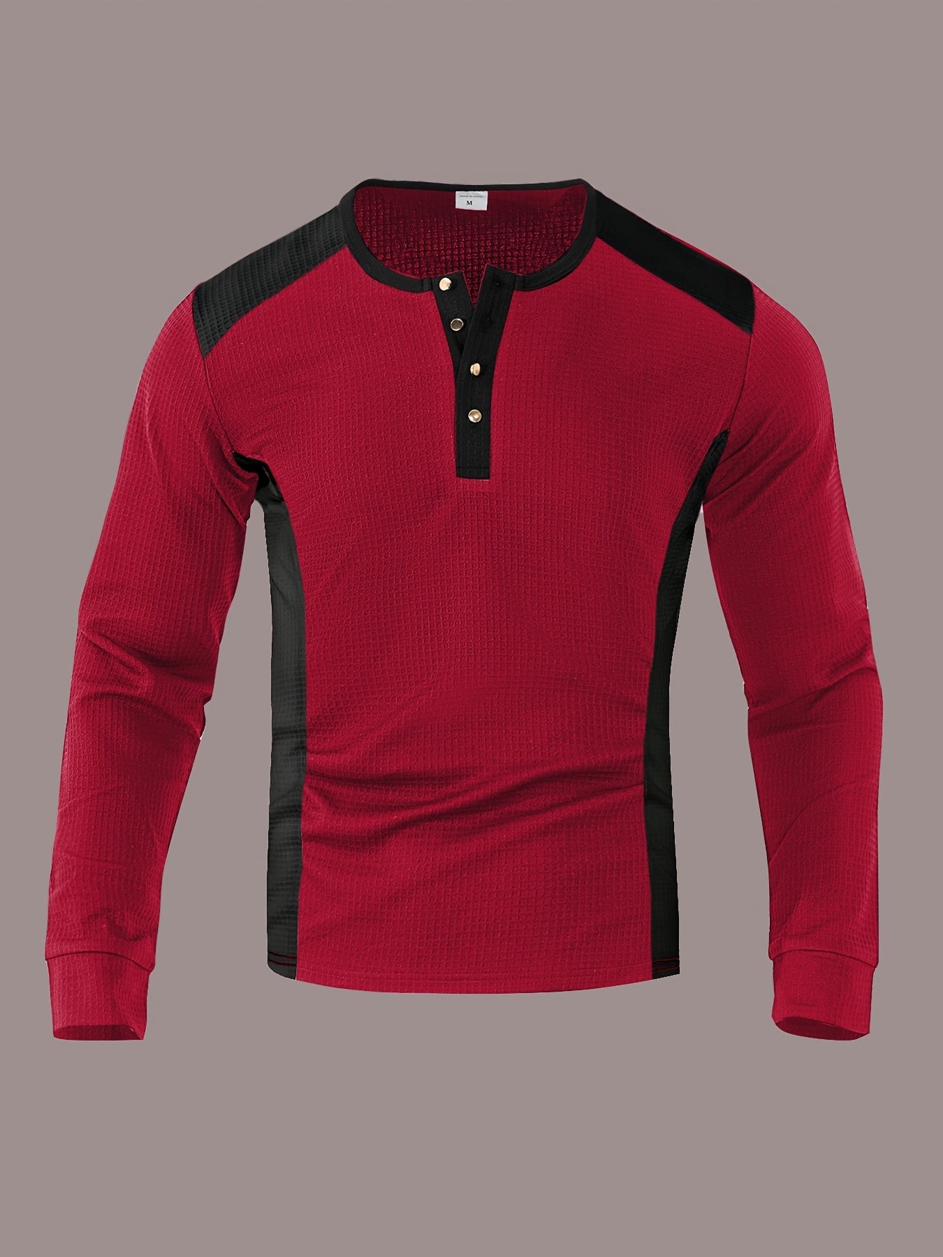 Chemise Henley gaufrée pour homme – Haut boutonnée toutes saisons blanc et noir