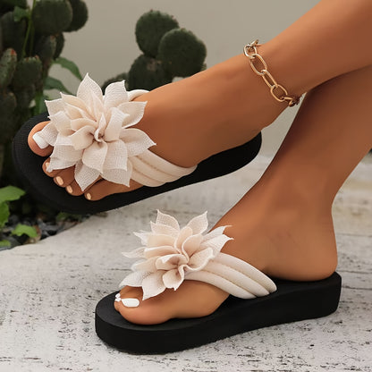 Women’s Wide Fit Floral Sandals – Flat Casual Flip Flops