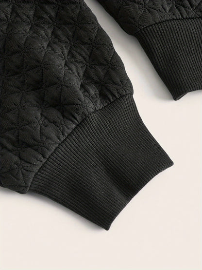 Sudadera con capucha elegante con letras para mujer – Jersey corto de calle rojo y negro