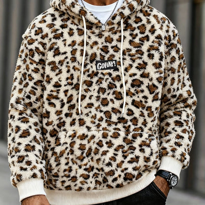 Sweat à Capuche Imprimé Léopard Homme – Sweat-shirt Doux Tendance Streetwear