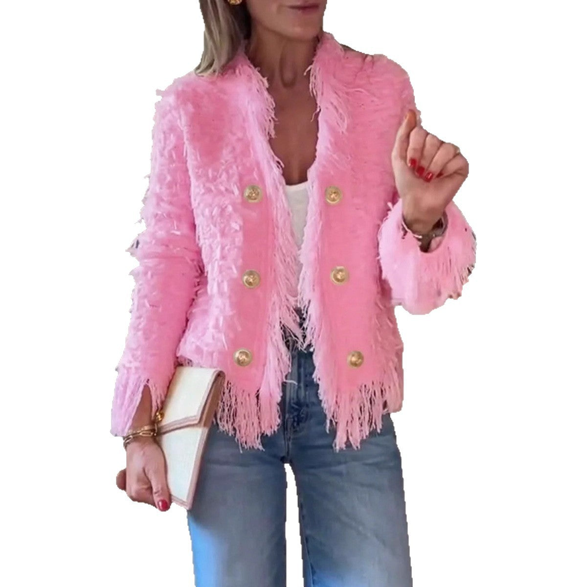 Chaqueta elegante con borlas para mujer – Estilo urbano entallado