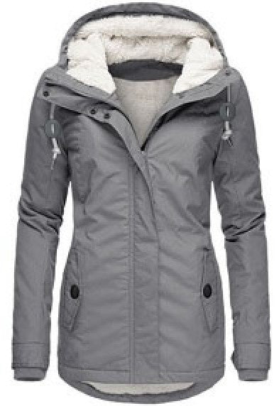 Chaqueta con capucha de vellón acogedor Loom & Soul™ – Abrigo de invierno cálido con cremallera para mujer, con bolsillos y forro de piel sintética