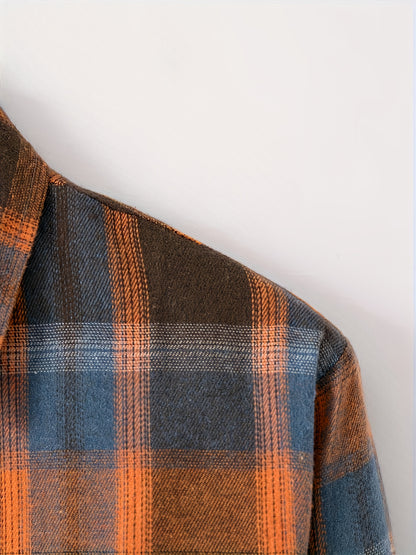 Camisa a cuadros verdes y azules para hombre – Camisa informal a cuadros con botones