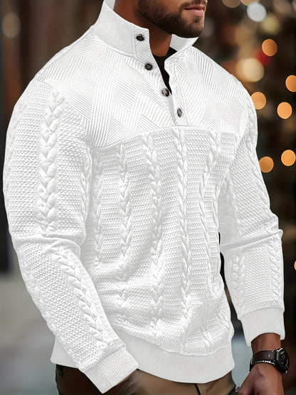 Chemise Henley décontractée pour homme – Haut boutonné à manches longues en tissu extensible doux